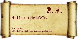 Millik Adrián névjegykártya